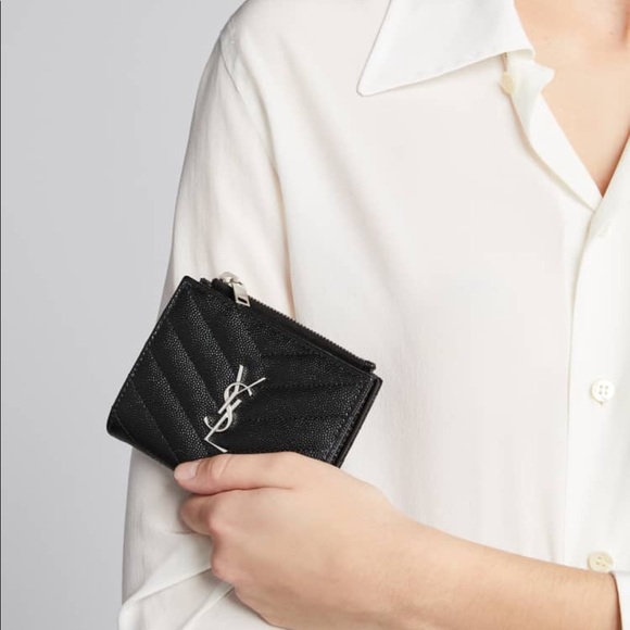 Saint Laurent Ladies Black Quilted Monogram Wallet - Picture 12 of 12